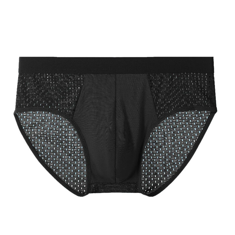 4 Pack Men's Bamboo Mesh Briefs Underwear Breathable Hombre Hole Large Size Panties Male Shorts Lingerie Underpants — view 10