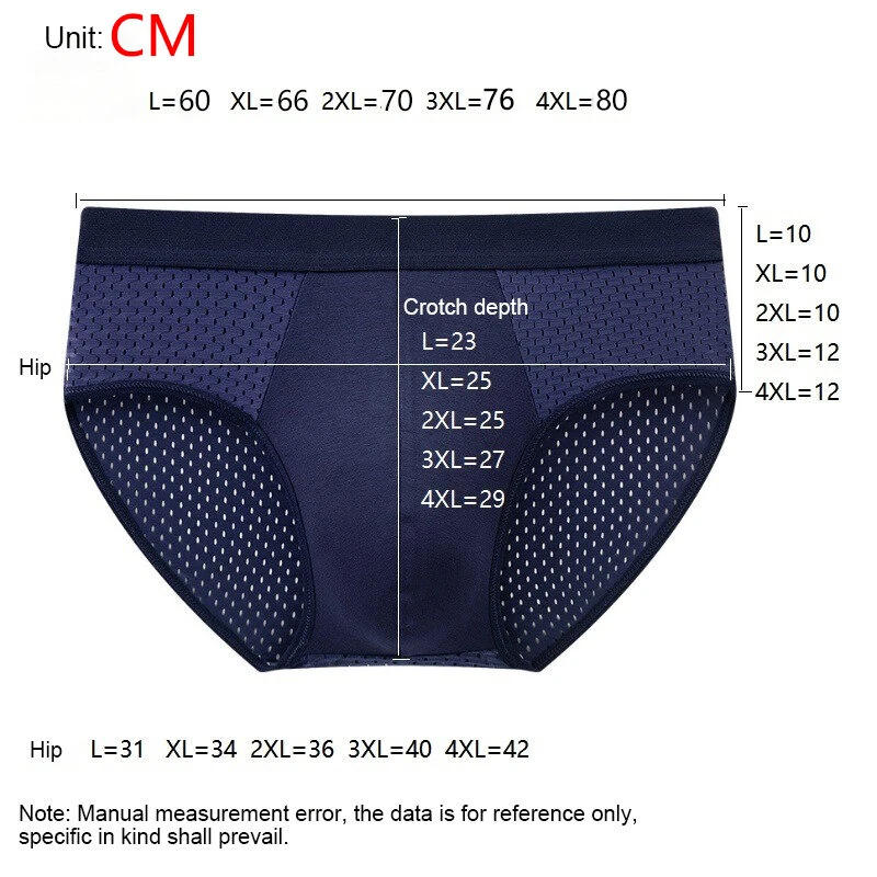 4 Pack Men's Bamboo Mesh Briefs Underwear Breathable Hombre Hole Large Size Panties Male Shorts Lingerie Underpants — view 2