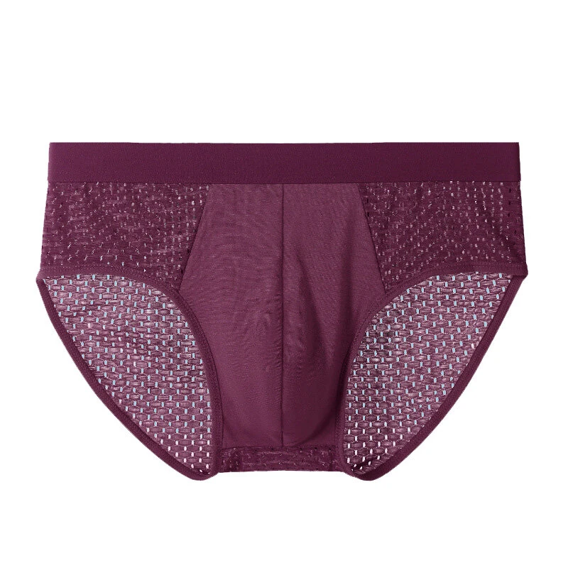 4 Pack Men's Bamboo Mesh Briefs Underwear Breathable Hombre Hole Large Size Panties Male Shorts Lingerie Underpants — view 8