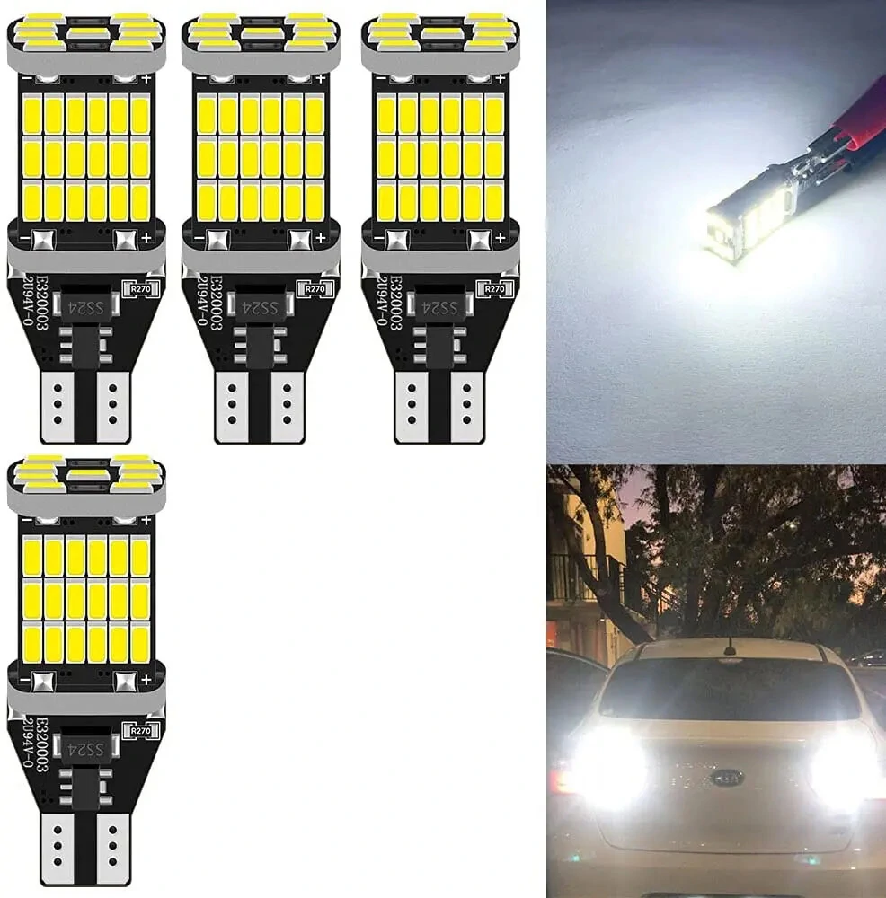4-Pack Super Bright  T15 4014 45-SMD LED Car Reverse Lights Constant Current Decoding  Turning Tail Fog Lamps Automatic Bulb White — view 3