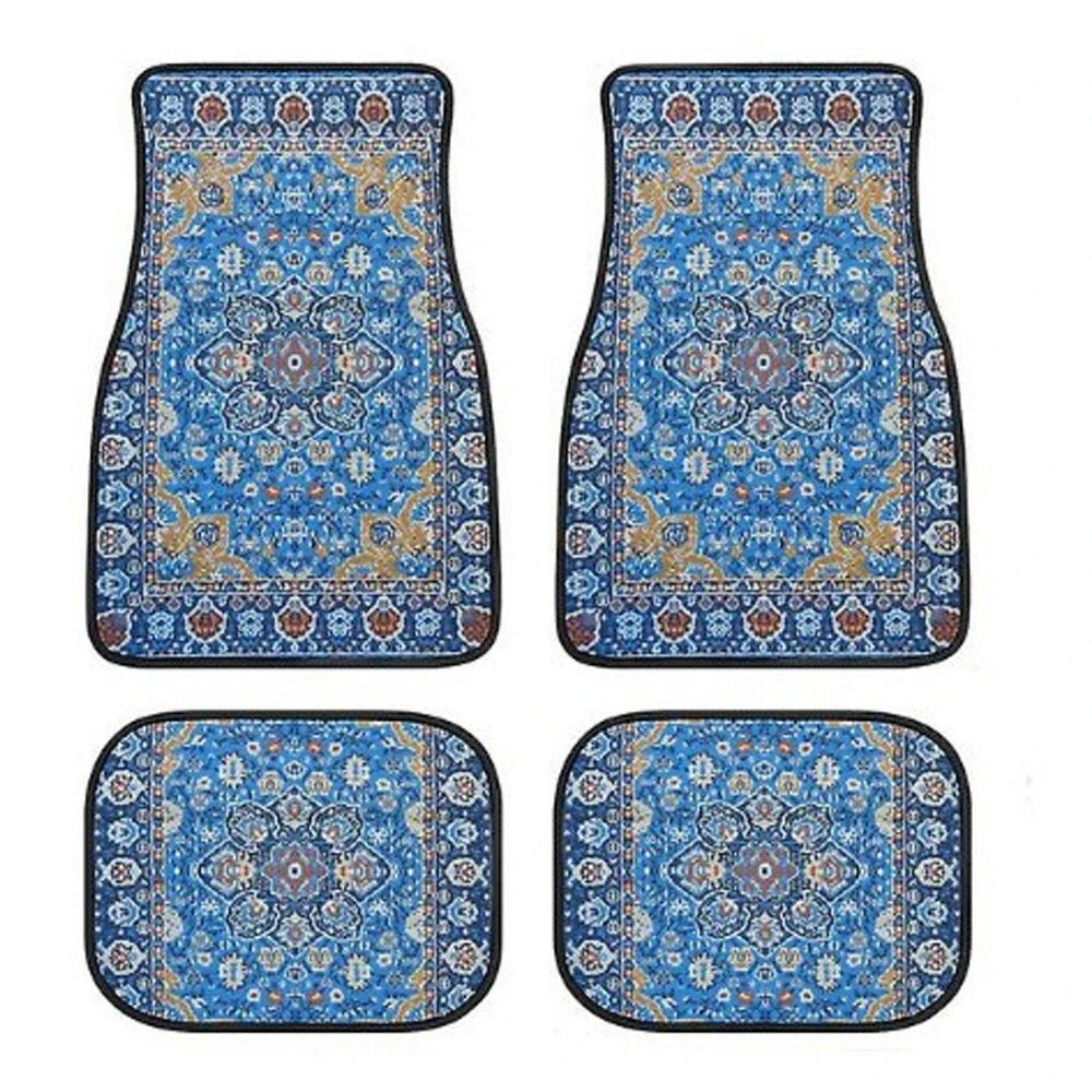 4 Pcs Car Floor Carpets Persian Style Set Front and Rear Carpets Pattern Printed Car Interior Foot Mats for Most Cars Trucks SUVs — view 2
