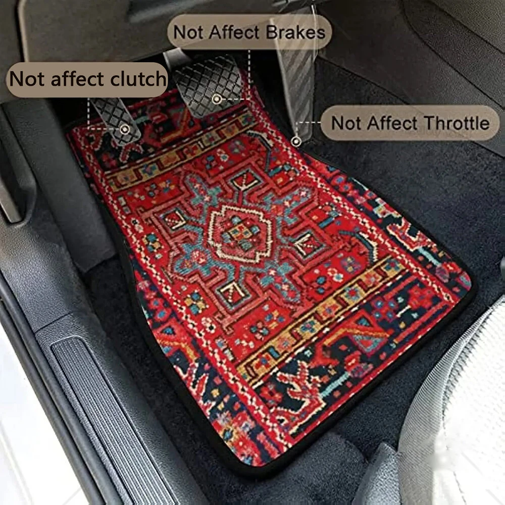 4 Pcs Car Floor Carpets Persian Style Set Front and Rear Carpets Pattern Printed Car Interior Foot Mats for Most Cars Trucks SUVs — view 4