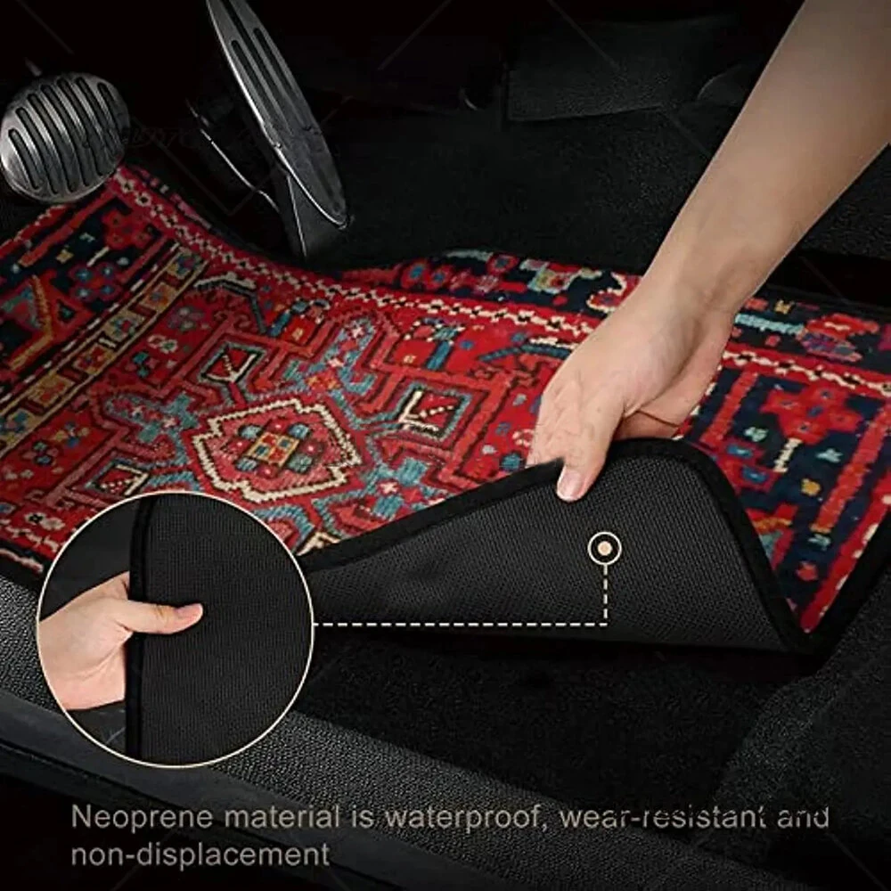 4 Pcs Car Floor Carpets Persian Style Set Front and Rear Carpets Pattern Printed Car Interior Foot Mats for Most Cars Trucks SUVs — view 5
