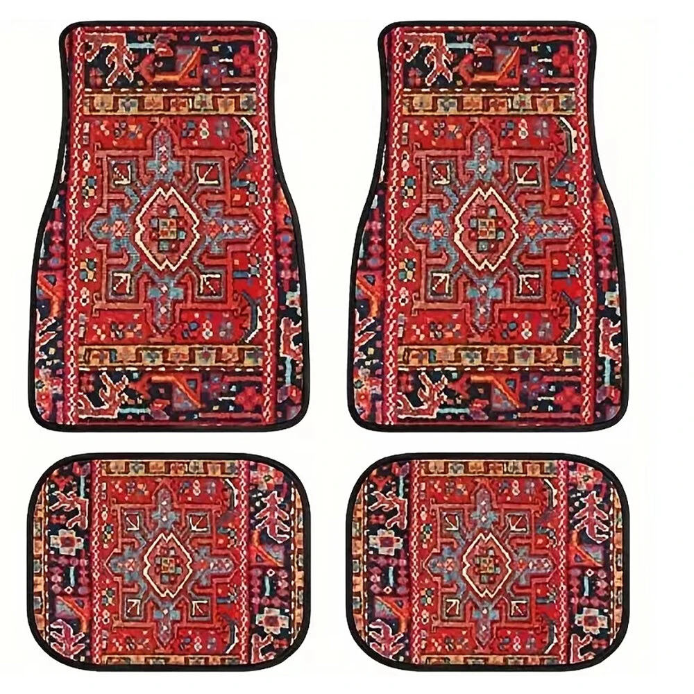 4 Pcs Car Floor Carpets Persian Style Set Front and Rear Carpets Pattern Printed Car Interior Foot Mats for Most Cars Trucks SUVs — view 8