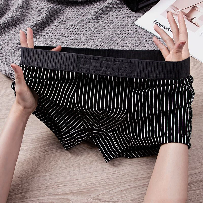 4 Pcs Men's Underwear Fashion Striped Boxer Briefs Trend Pure Cotton Boxing Shorts Comfy Breathable Men Underwear Set Plus Size L-5XL — view 5