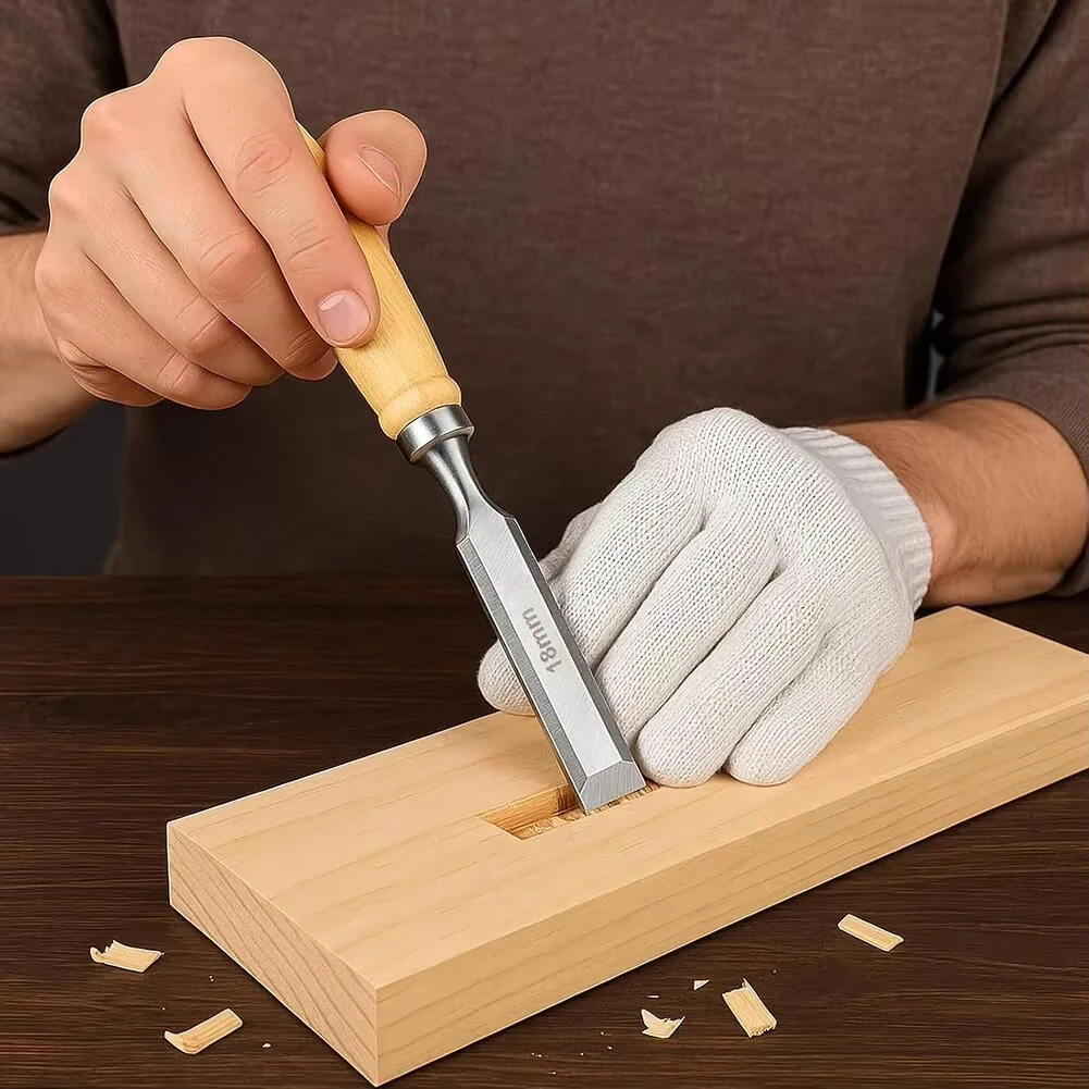 4 Piece Wood Chisel Set 6mm 12mm 18mm 24mm Wood Chisel Chrome Vanadium Steel Carpenter Woodworking Carving Gouge — view 3