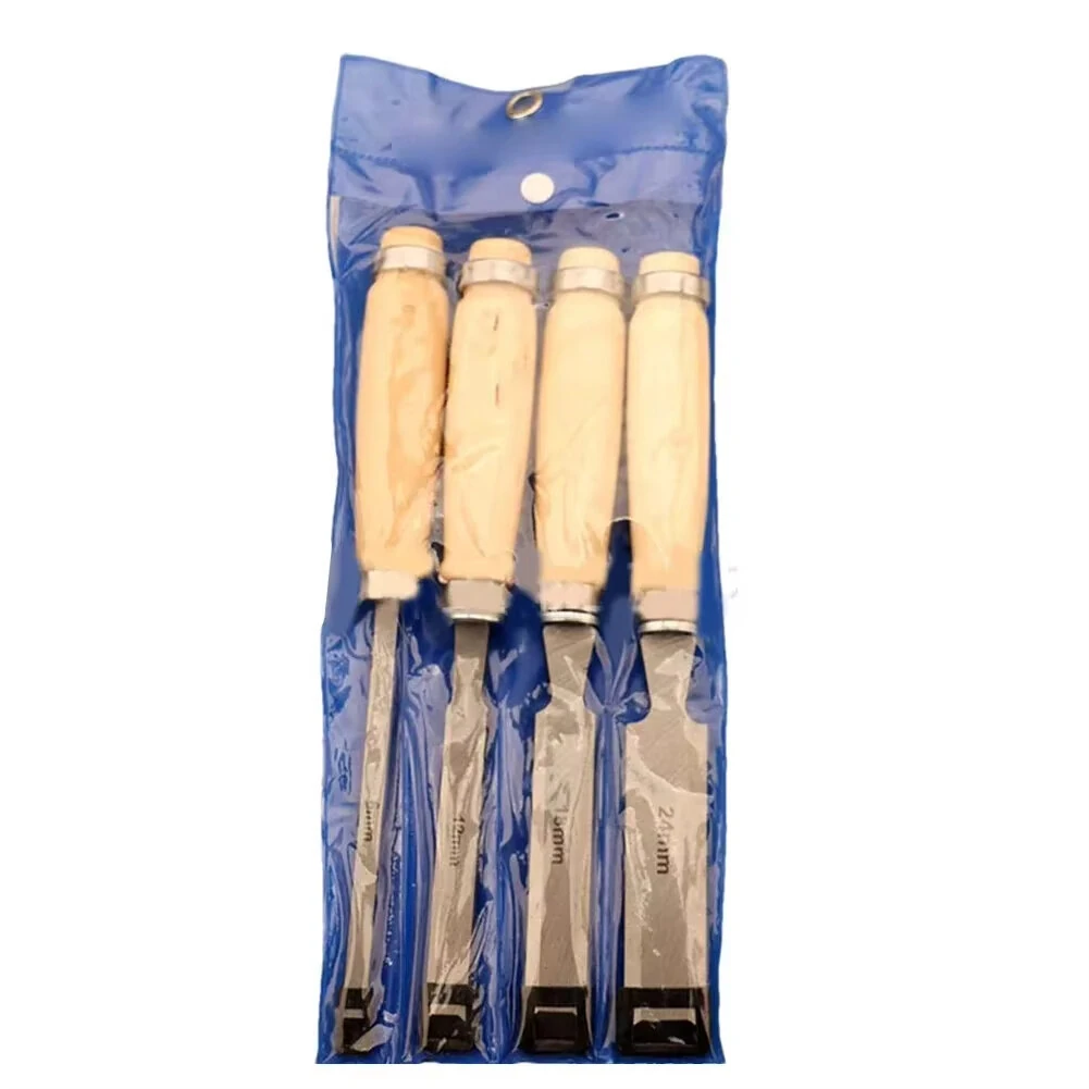 4 Piece Wood Chisel Set 6mm 12mm 18mm 24mm Wood Chisel Chrome Vanadium Steel Carpenter Woodworking Carving Gouge — view 5