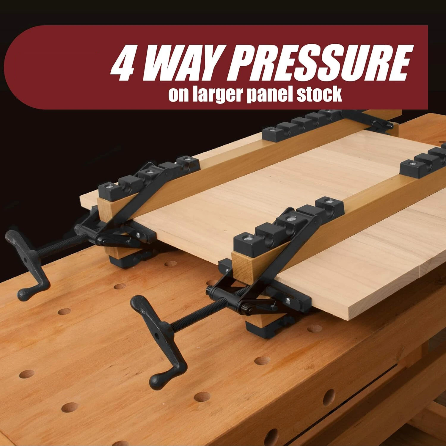 4 Way Pressure Clamps Kit Alloy Steel Panel Clamp System 1000 PSI Adjustable Woodworking Clamps for Table Tops Shelving Furniture Making — view 3