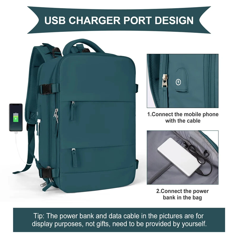 40*25*20cm Waterproof Nylon Travel Backpack 180° Open Design Laptop Clothing Shoes Compartment Luggage Bag with Trolley Strap — view 10