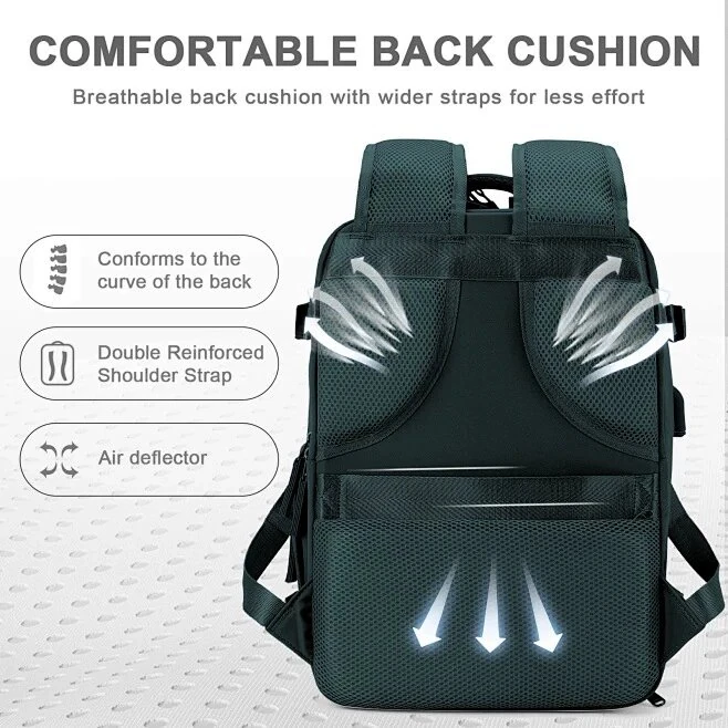 40*25*20cm Waterproof Nylon Travel Backpack 180° Open Design Laptop Clothing Shoes Compartment Luggage Bag with Trolley Strap — view 7