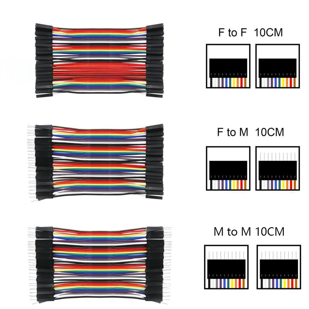 40 Pin Jumper Cable Male to Female/Male to Male/Female to Female 10cm 20cm 30cm Nickel Plated Copper Rainbow Color Wires — view 6