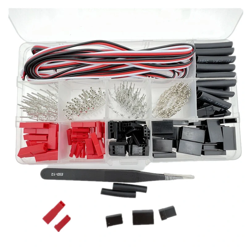 400pcs JR for FUTABA Connector 2/3 Pin Female Male Kit Dupont JST 2.54mm Terminal Y 22awg Wire for Model Aircraft Drone Battery — image 1