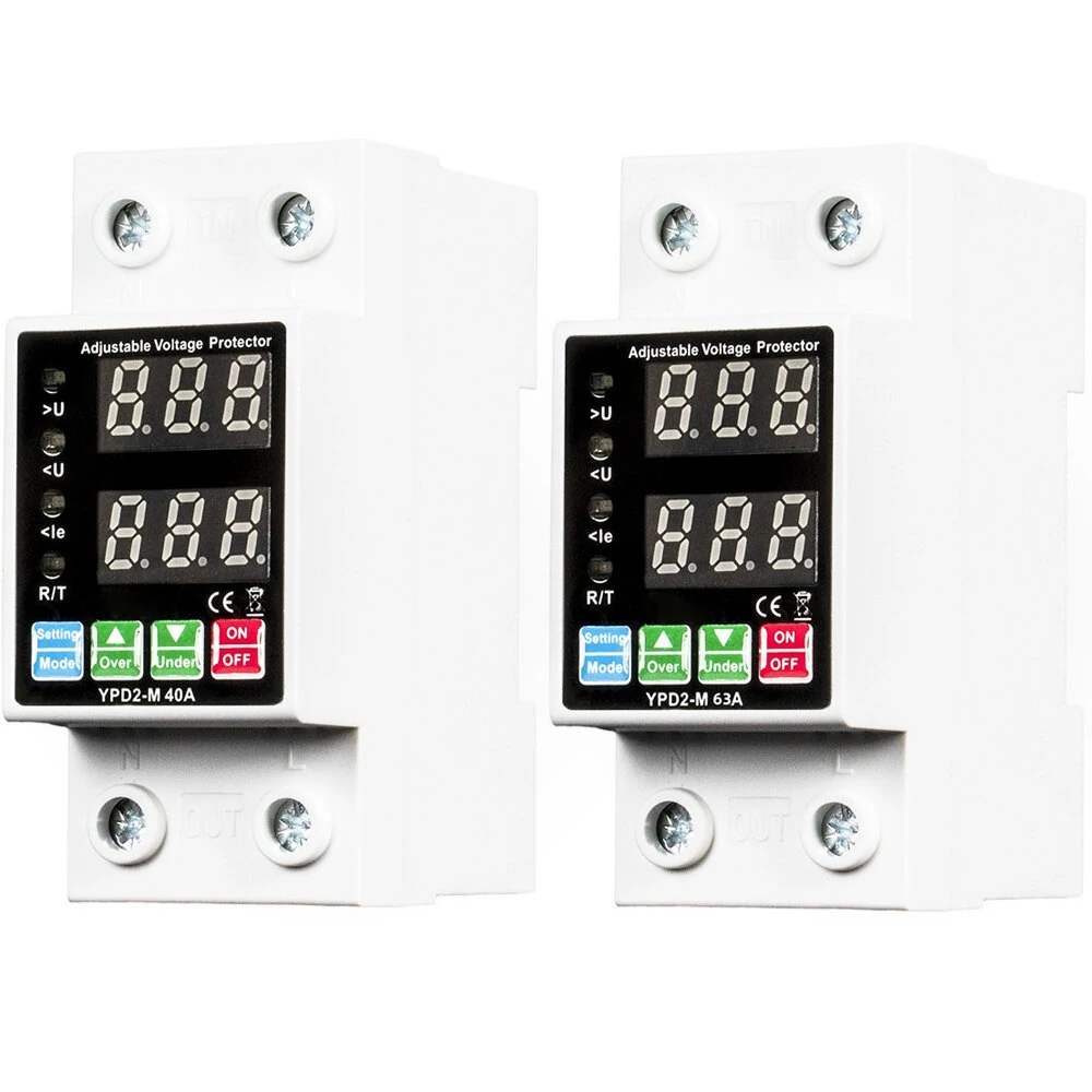 40A 63A Rated Current Automatic Reclosing Protector with Overvoltage Undervoltage Overcurrent Protection Real-Time Dual Digital Display Adjustable Current 230-280V Voltage Protection — image 1