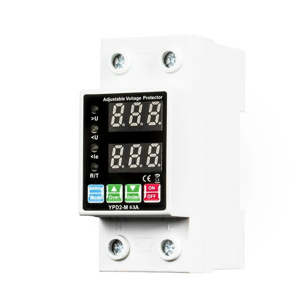 40A 63A Rated Current Automatic Reclosing Protector with Overvoltage Undervoltage Overcurrent Protection Real-Time Dual Digital Display Adjustable Current 230-280V Voltage Protection — view 2