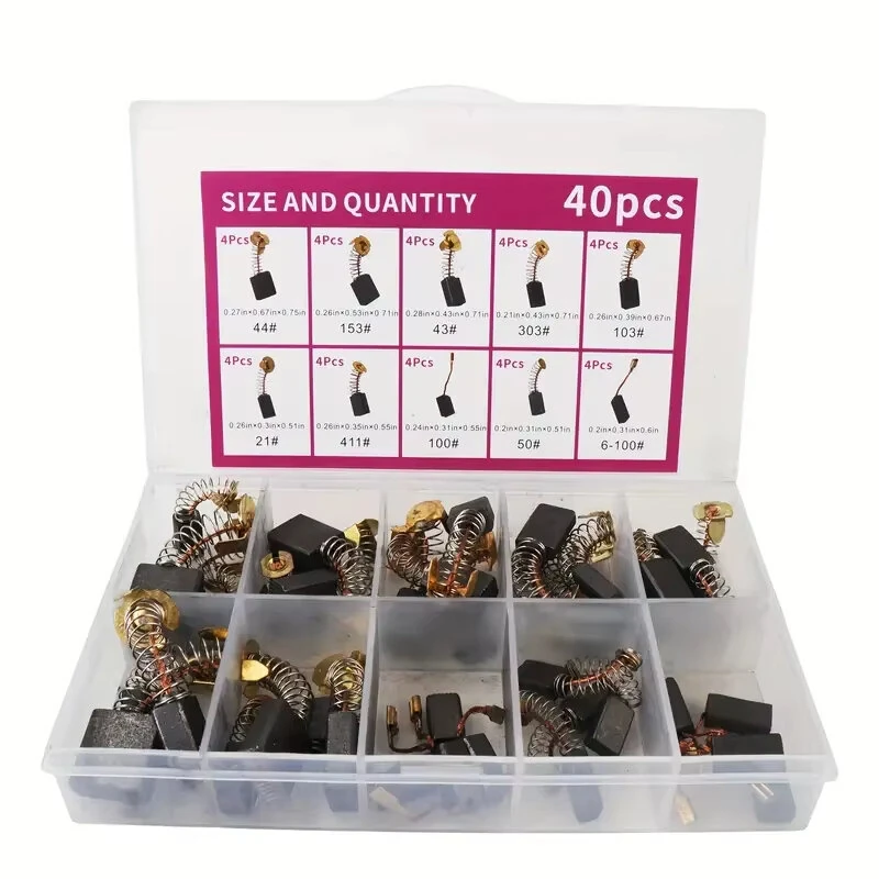 40pcs Carbon Brushes Brush Repairing Part for General Electric Motor for Electric Motors Graphite Brush 10 Different Types — image 1