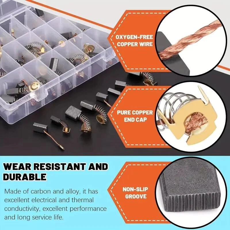 40pcs Carbon Brushes Brush Repairing Part for General Electric Motor for Electric Motors Graphite Brush 10 Different Types — view 5