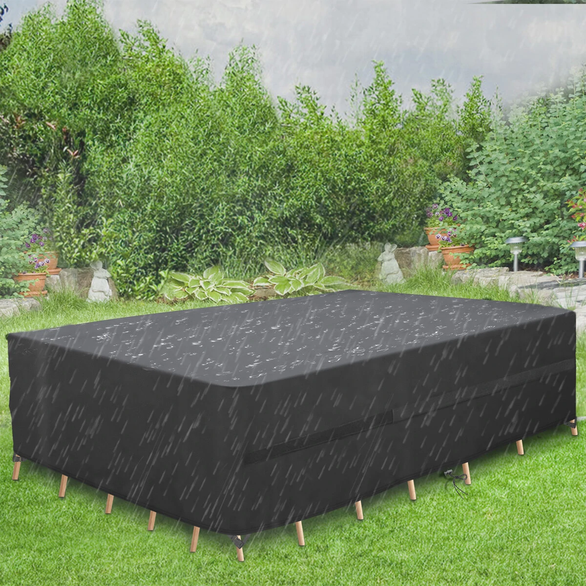 420D Oxford Polyester Patio Furniture Cover Waterproof Anti-UV  Dust Cover Windproof Anti-snow Furniture Cover — view 3