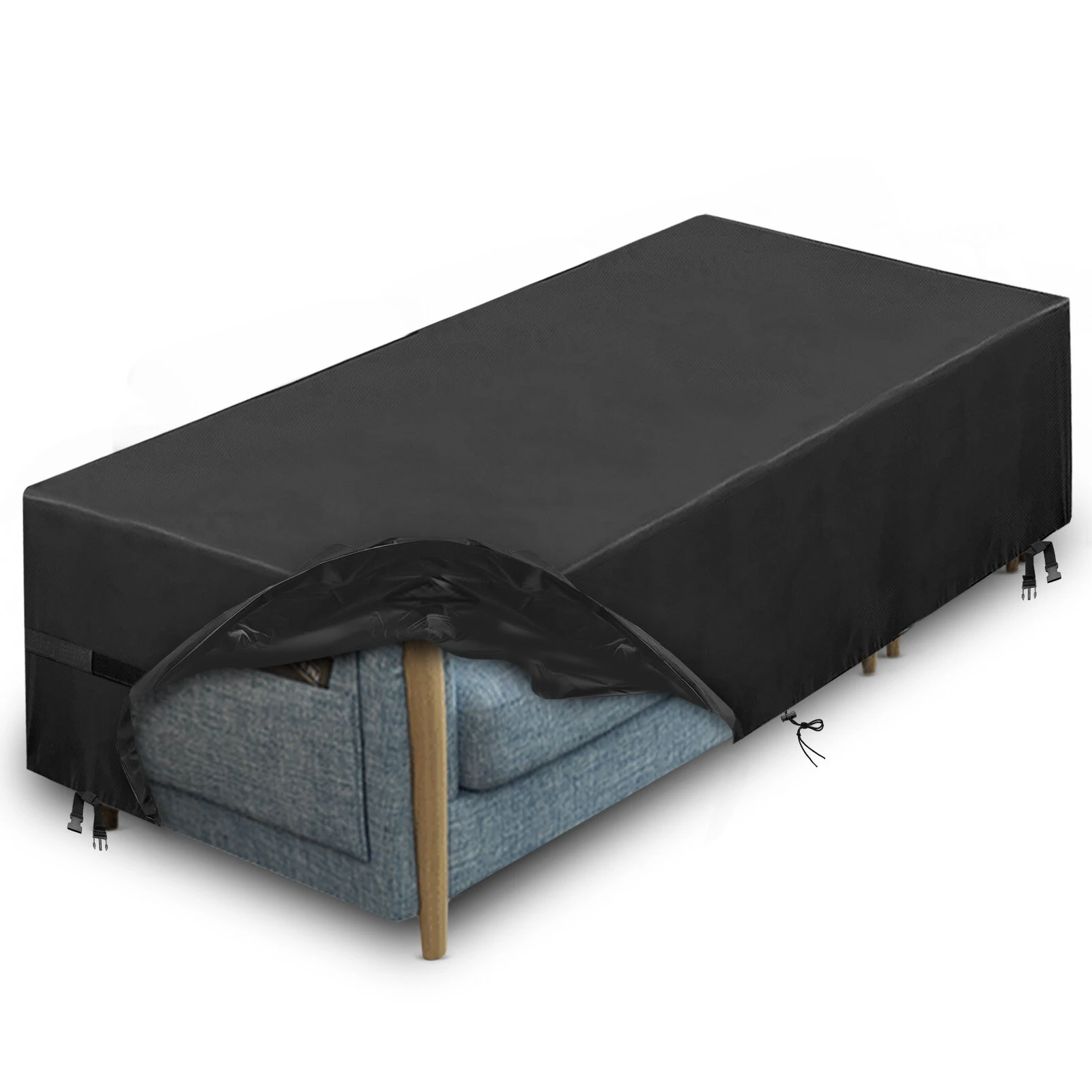 420D Oxford Polyester Patio Furniture Cover Waterproof Anti-UV  Dust Cover Windproof Anti-snow Furniture Cover — view 5