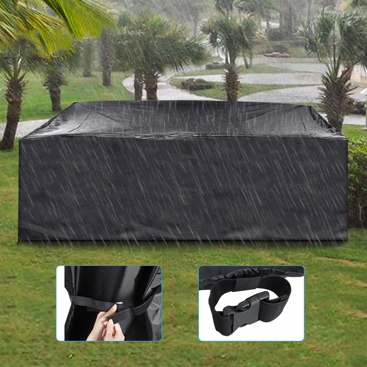 420D Oxford Polyester Patio Furniture Cover Waterproof Anti-UV  Dust Cover Windproof Anti-snow Furniture Cover — view 6