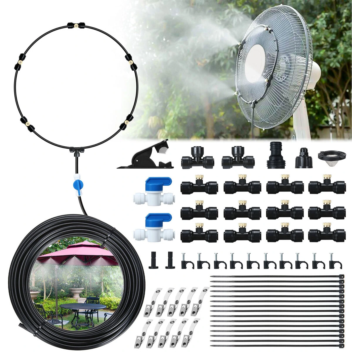 44PCS 15FT Misting Cooling System PE Spray Water Systemfor Garden Landscaping Greenhouse — view 3