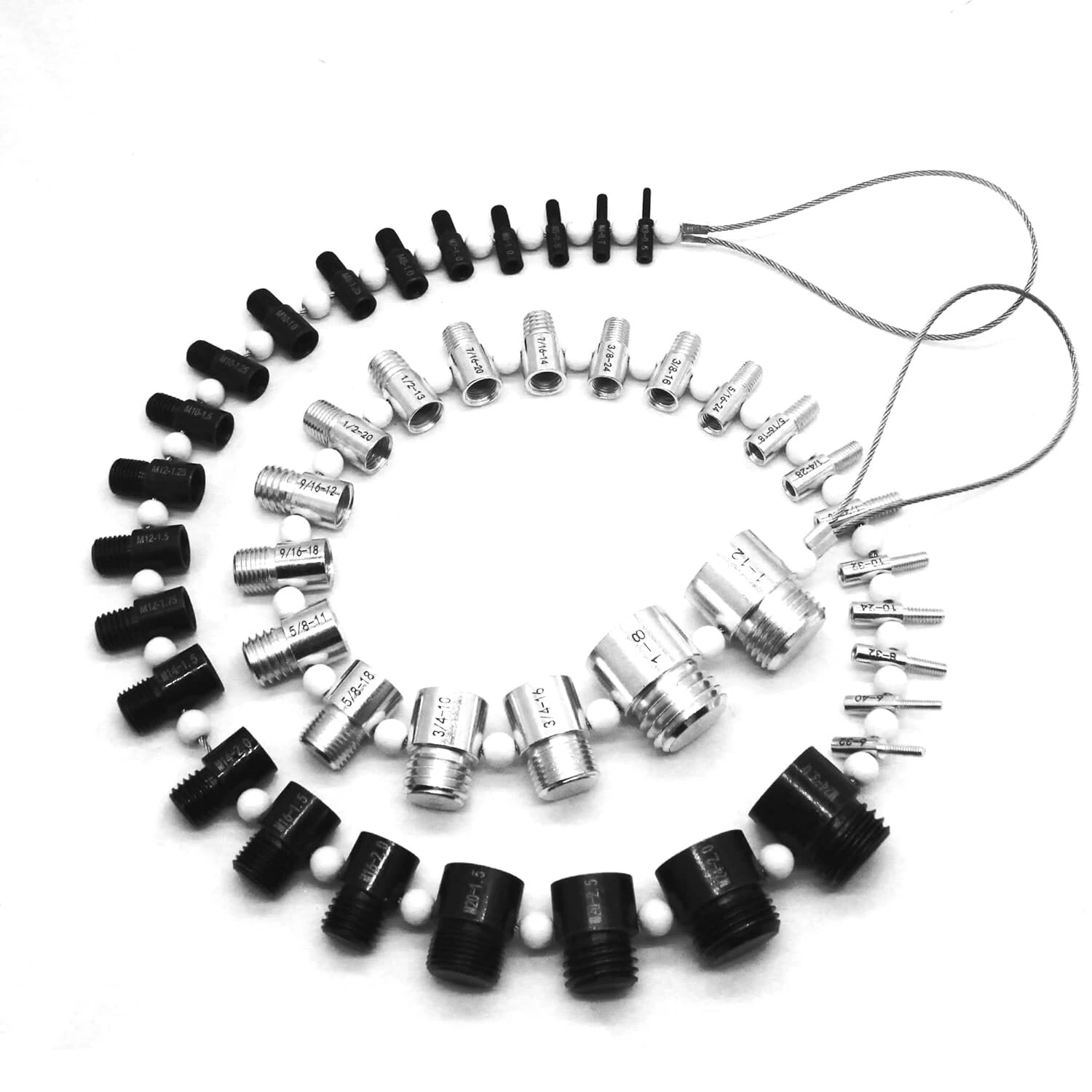 44PCS Thread Checker Nut & Bolt SWTC-44 Bundle 23 Inch & 21 Metric Sizes Stainless Steel Male Female Gauges Nut and Bolt Checker Set White & Black — view 2