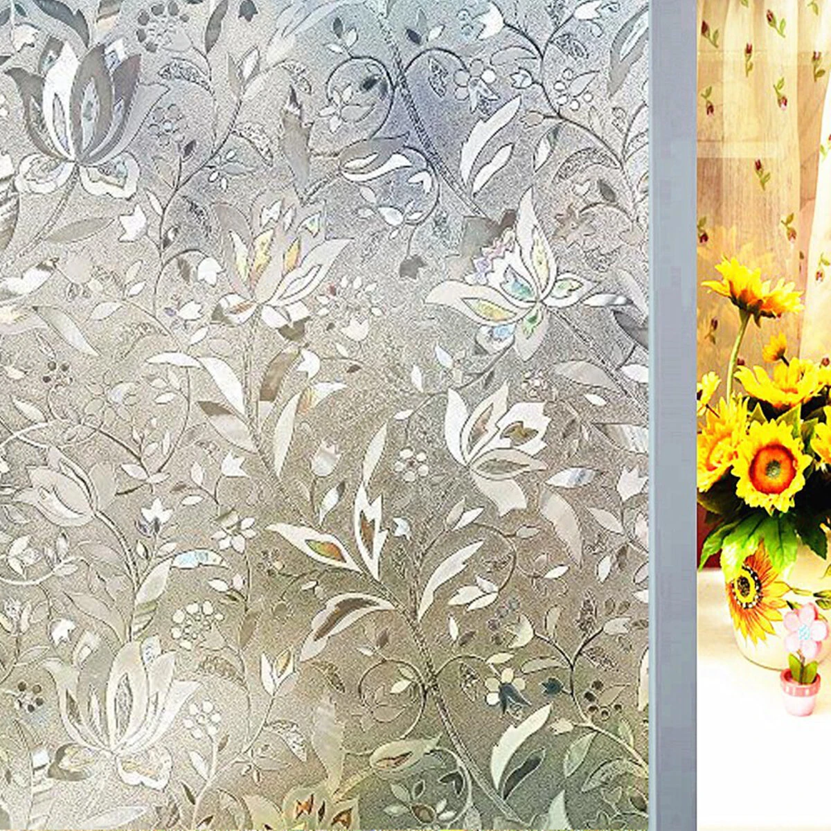 45cm*2m Static Glueless Reusable Removable Flower Window Glass Film Home Decorat — Pricio