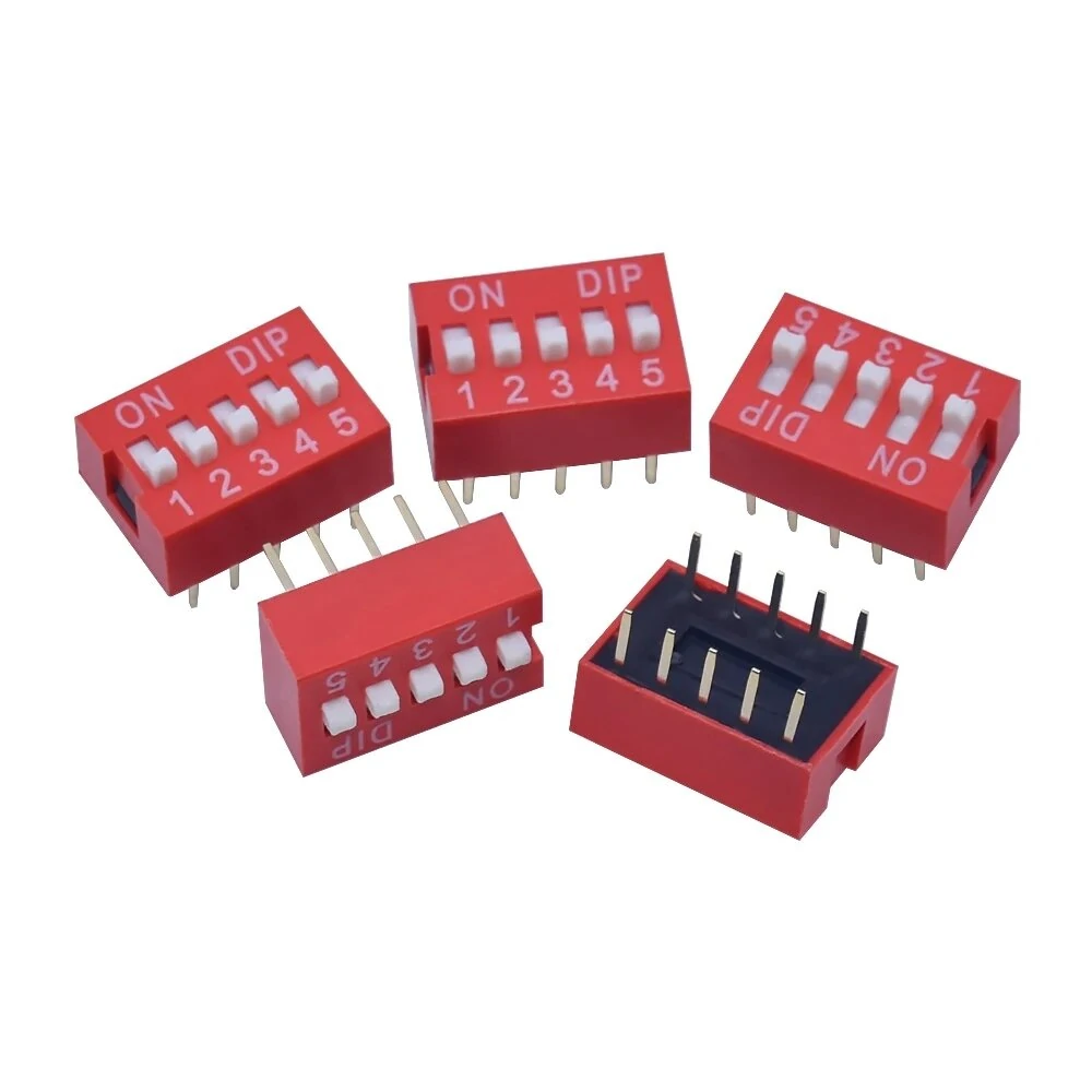 45Pcs Dip Switch Kit 2.54mm Toggle Switch Red Snap Switches Mixed Kit In Box 1 2 3 4 5 6 7 8 10 Way Combination Set — view 2