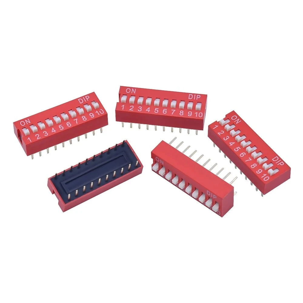 45Pcs Dip Switch Kit 2.54mm Toggle Switch Red Snap Switches Mixed Kit In Box 1 2 3 4 5 6 7 8 10 Way Combination Set — view 3