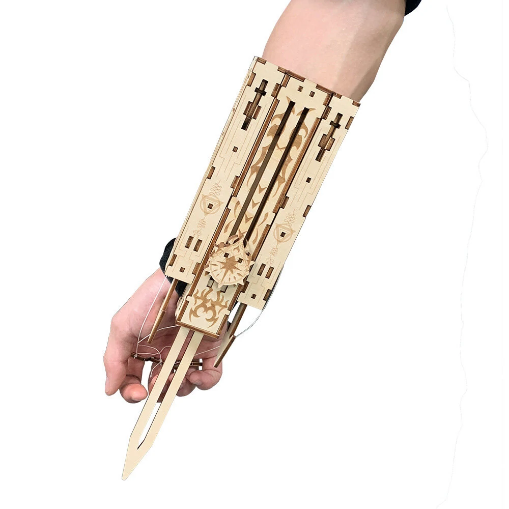 48Pcs DIY Assassin Sleeve Staple Sword Toys Model Game Accessories Handmade Wood Construction Projectile — view 2