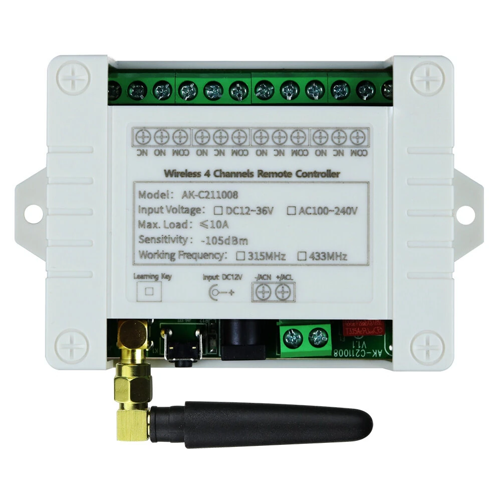 4CH RF Wireless Remote Control Switch Radio Receiver DC 12V 24V 36V 2000M Long Distance Remote Controller Suckers Antenna — Pricio