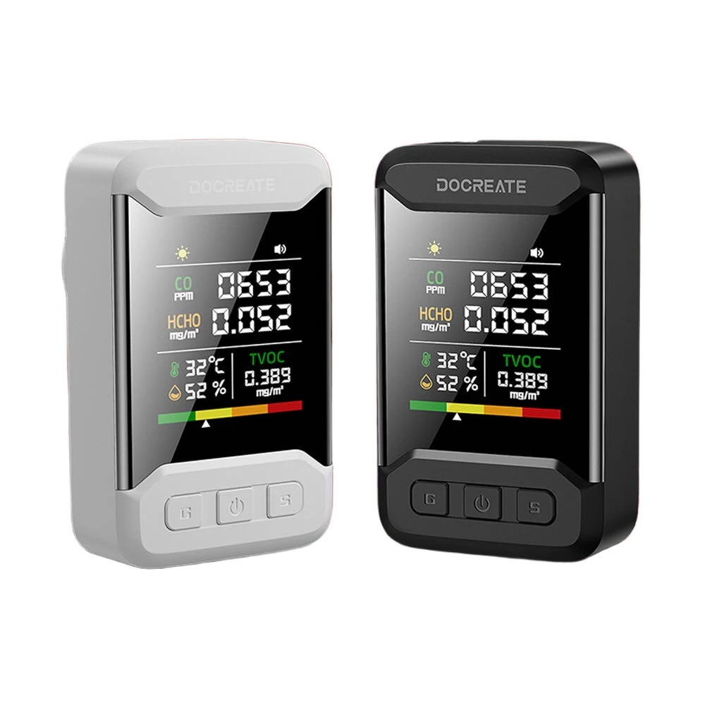 4IN1 CM51 Indoor Carbon Monoxide Formaldehyde HCHO TVOC Air Quality Monitor Portable Multi Function Temperature Humidity Measurement Real Time Alarm Adjustable Brightness Compact Design Home Office Air Safety System — image 1
