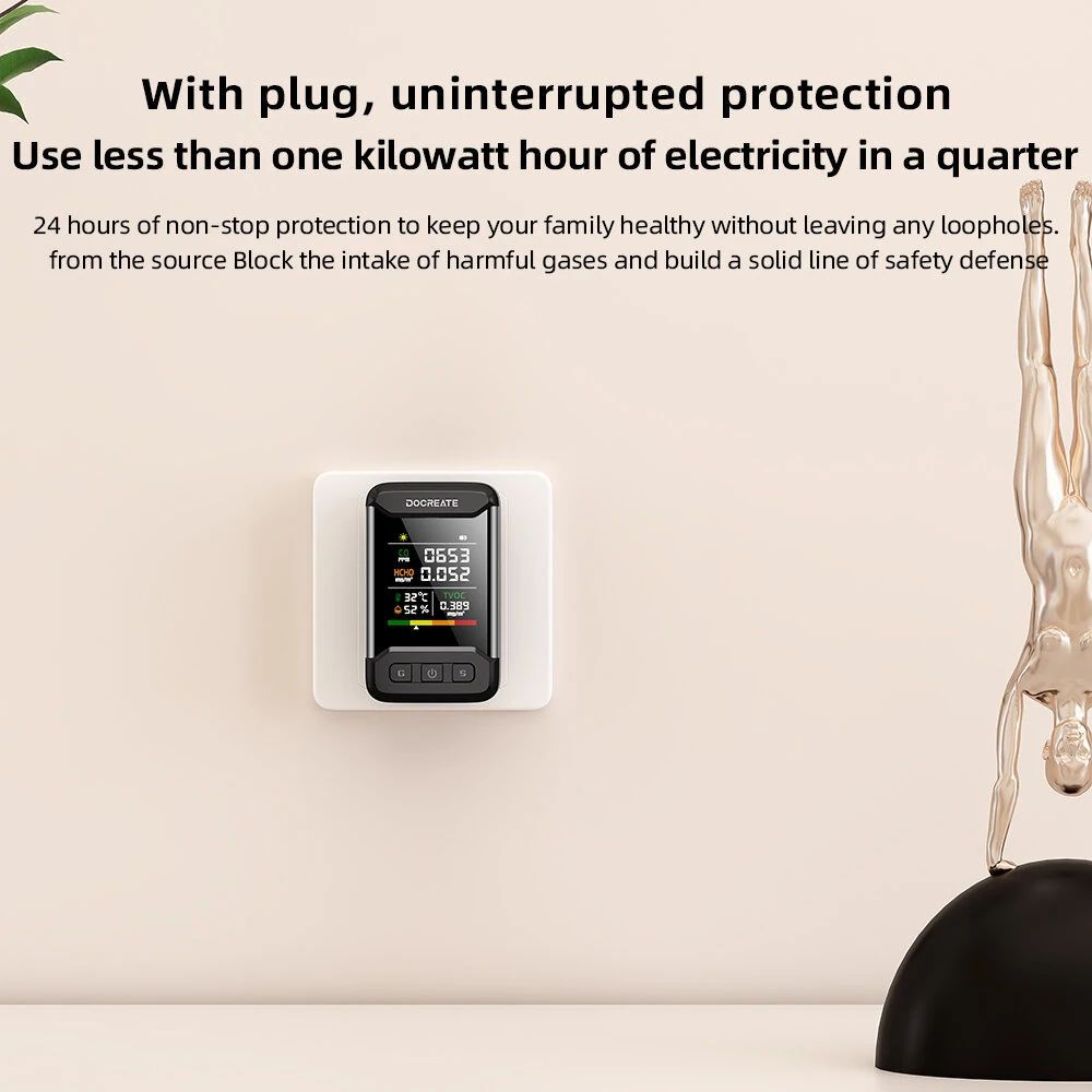 4IN1 CM51 Indoor Carbon Monoxide Formaldehyde HCHO TVOC Air Quality Monitor Portable Multi Function Temperature Humidity Measurement Real Time Alarm Adjustable Brightness Compact Design Home Office Air Safety System — view 5