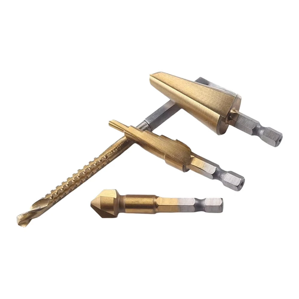 4PC Hex Shank Step Drill Bit Set HSS4241 Saw Drill Bit Countersink Tool Chamfer Cutter 4-12mm 8-20mm Power Tool Accessories — view 2