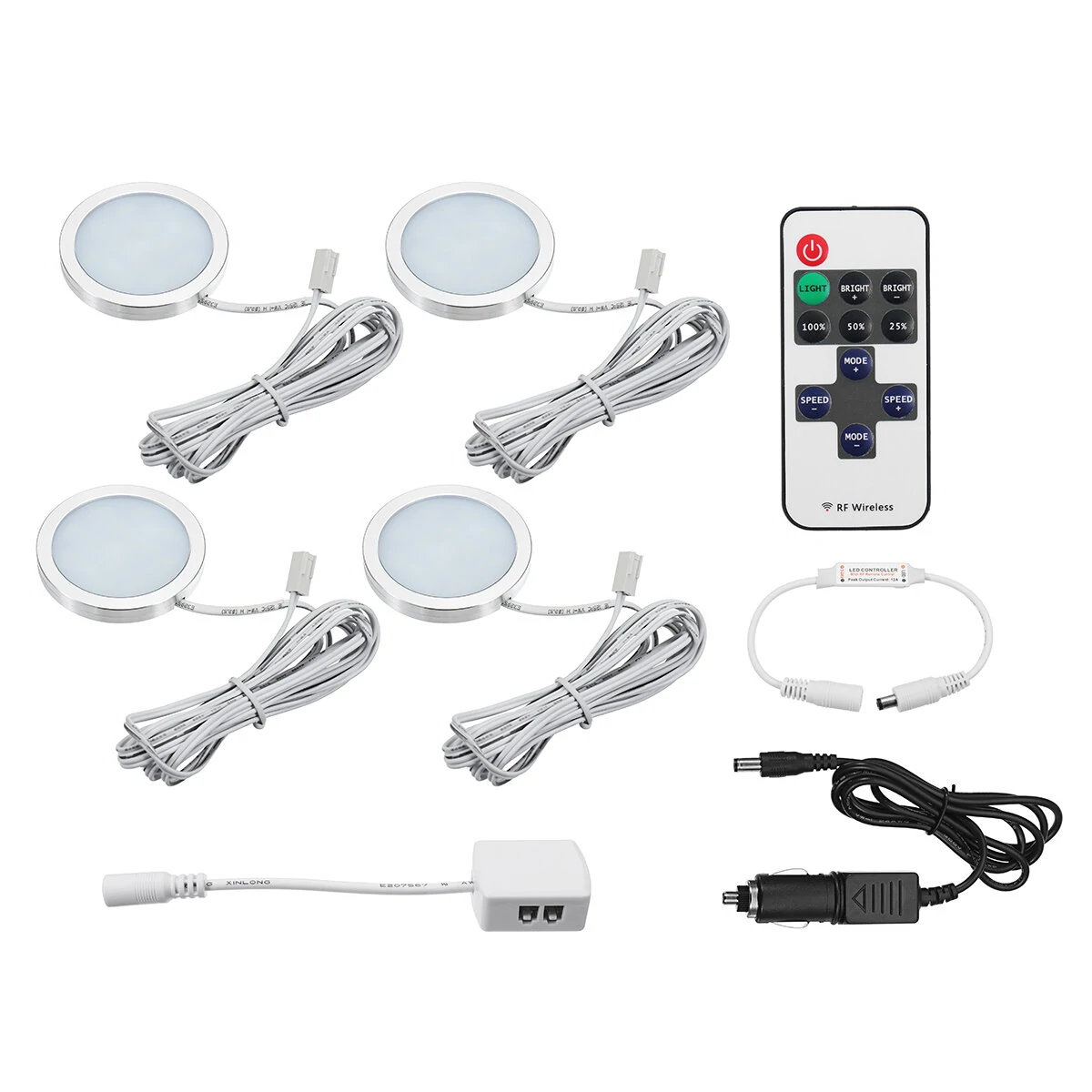 4pcs 12V LED Recessed Down Cabinet Light RV Ceiling Roof Camper Trailer Boat Lamp — view 2