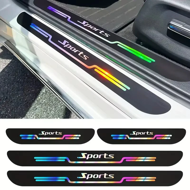 4pcs Car Anti Scratch Door Sill Protector Sticker Strip Car Threshold Protection Bumper Film Sticker for Car SUV Pickup Truck — image 1