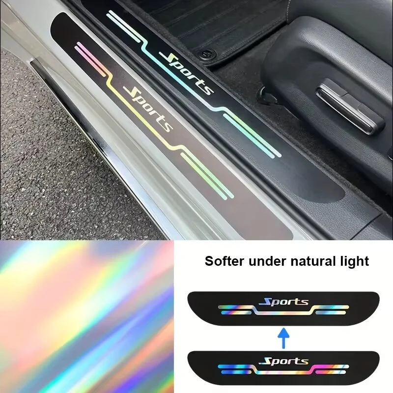 4pcs Car Anti Scratch Door Sill Protector Sticker Strip Car Threshold Protection Bumper Film Sticker for Car SUV Pickup Truck — view 3