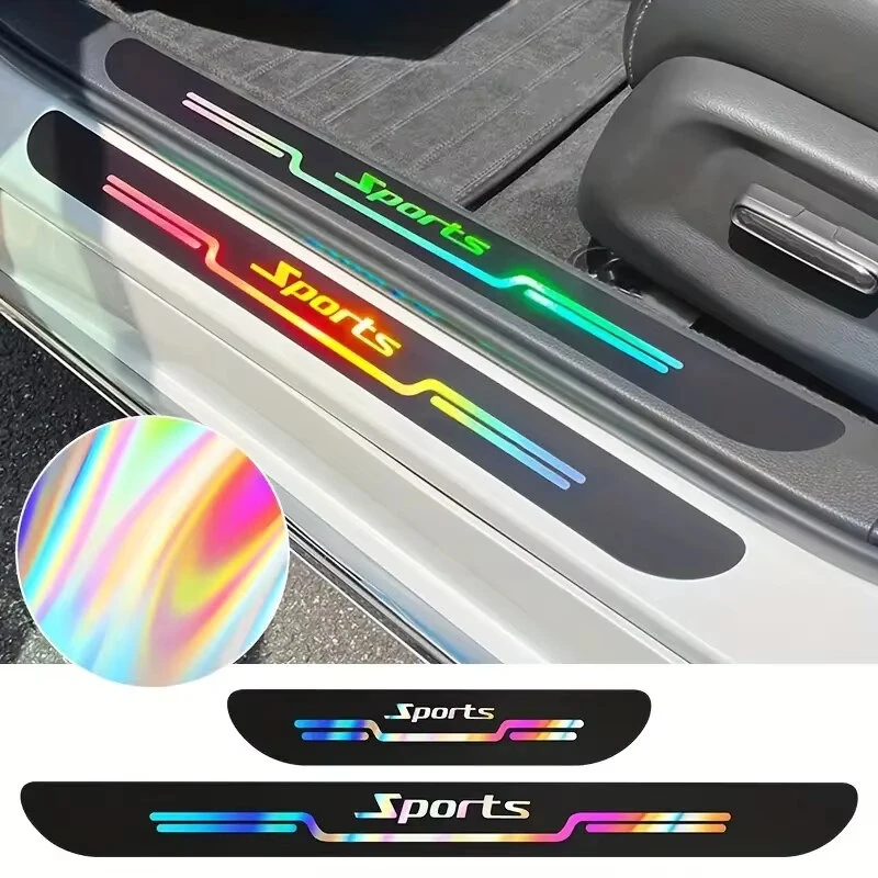 4pcs Car Anti Scratch Door Sill Protector Sticker Strip Car Threshold Protection Bumper Film Sticker for Car SUV Pickup Truck — view 4