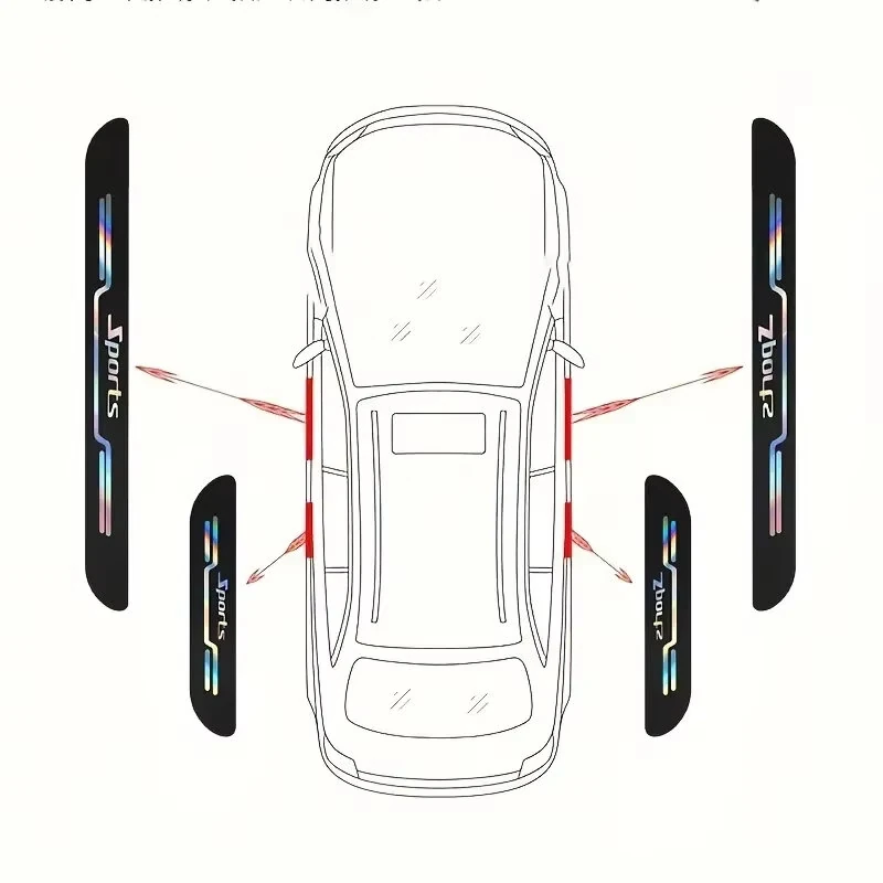 4pcs Car Anti Scratch Door Sill Protector Sticker Strip Car Threshold Protection Bumper Film Sticker for Car SUV Pickup Truck — view 6