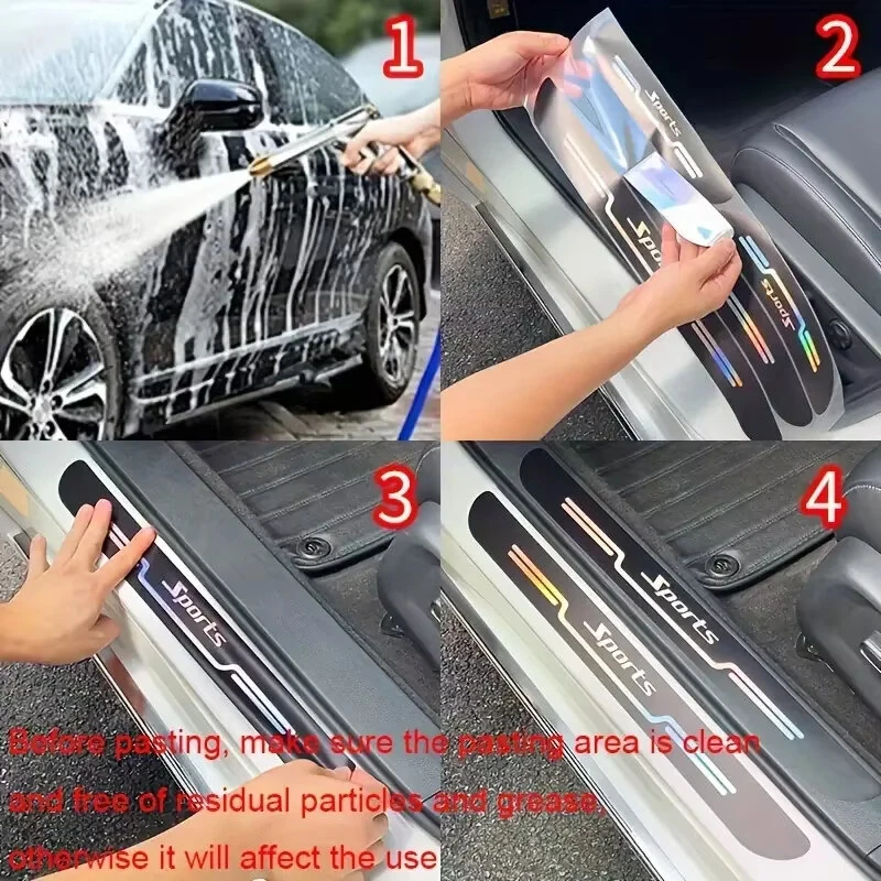 4pcs Car Anti Scratch Door Sill Protector Sticker Strip Car Threshold Protection Bumper Film Sticker for Car SUV Pickup Truck — view 7