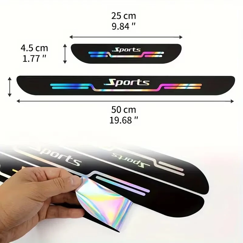 4pcs Car Anti Scratch Door Sill Protector Sticker Strip Car Threshold Protection Bumper Film Sticker for Car SUV Pickup Truck — view 8