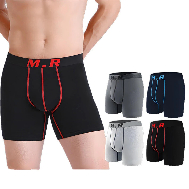 4pcs Cotton Men's Underwear Set Lengthened Anti-wear Comfortable Breathable Sports Boxer Briefs Underwear Set — view 2
