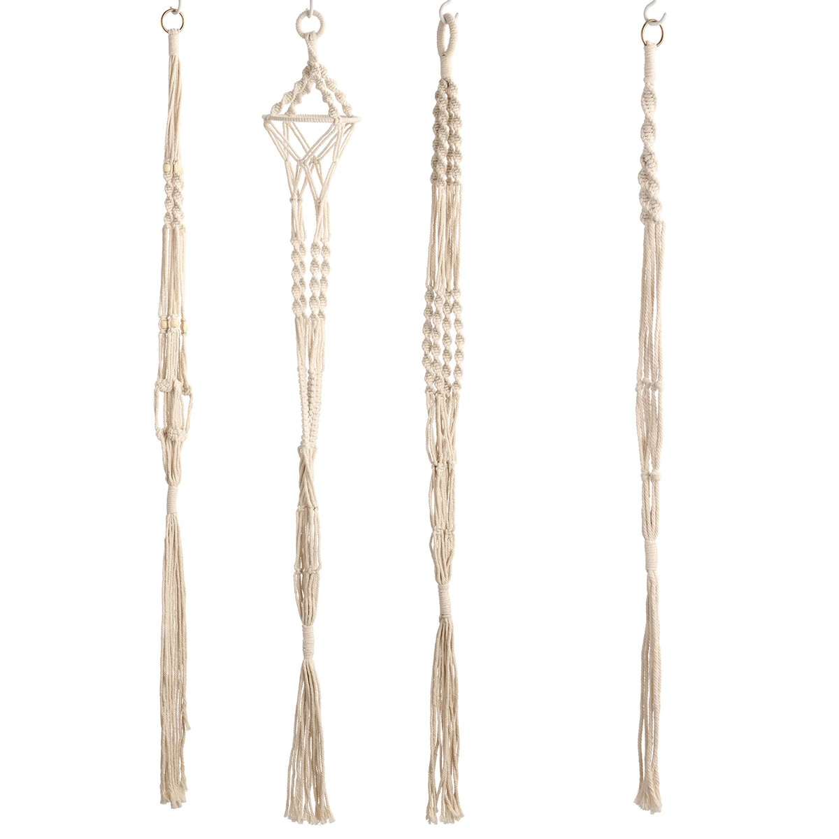4Pcs Hand-woven Flower Pot Net Pocket Gardening Balcony Plant Lanyard  Holder — view 7