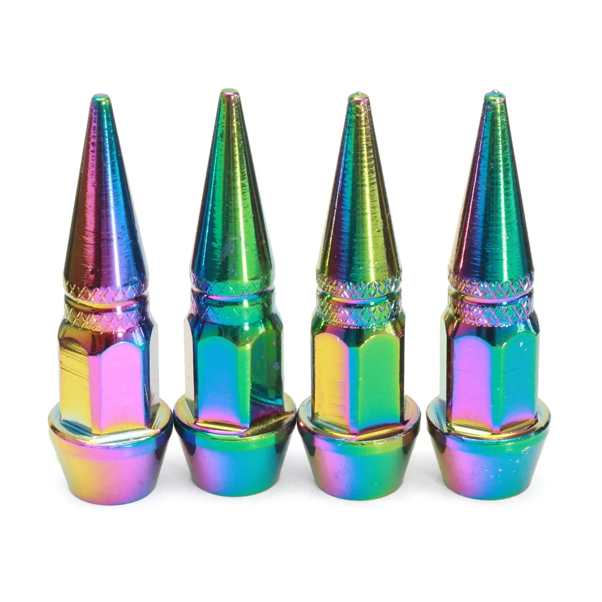 4pcs Long Spiked Valve Colorful Stem Cap Aluminum Car Tire Wheel Air Nozzle Thre — image 1