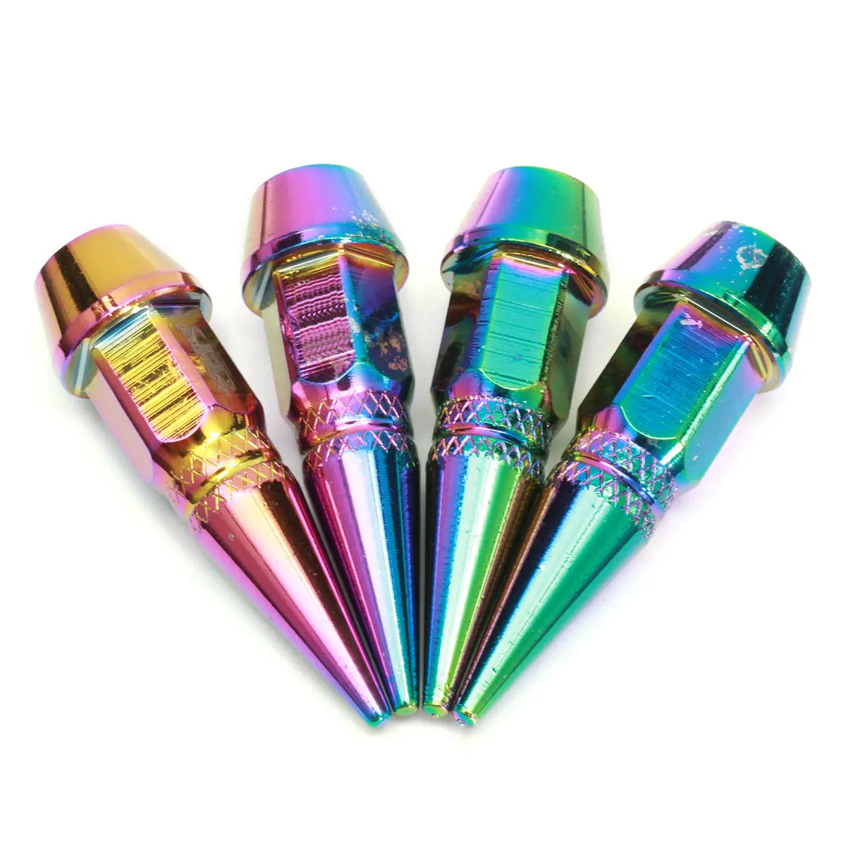 4pcs Long Spiked Valve Colorful Stem Cap Aluminum Car Tire Wheel Air Nozzle Thre — view 2