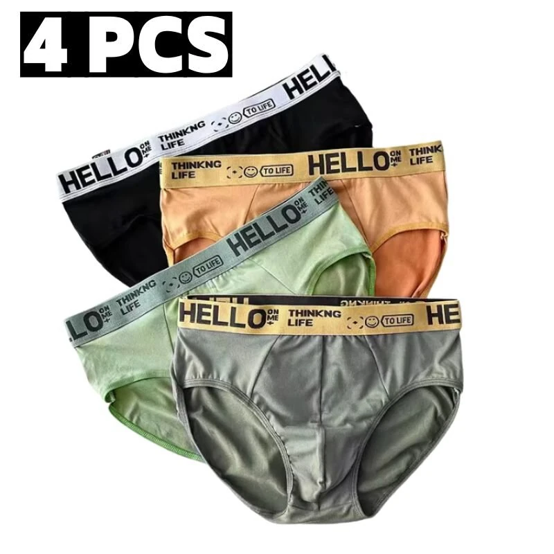 4Pcs/Lot Men's Underpants Comfy Soft Men Panties Sports Personality Briefs Breathable Large Size Panty Briefs for Men Underwears — image 1