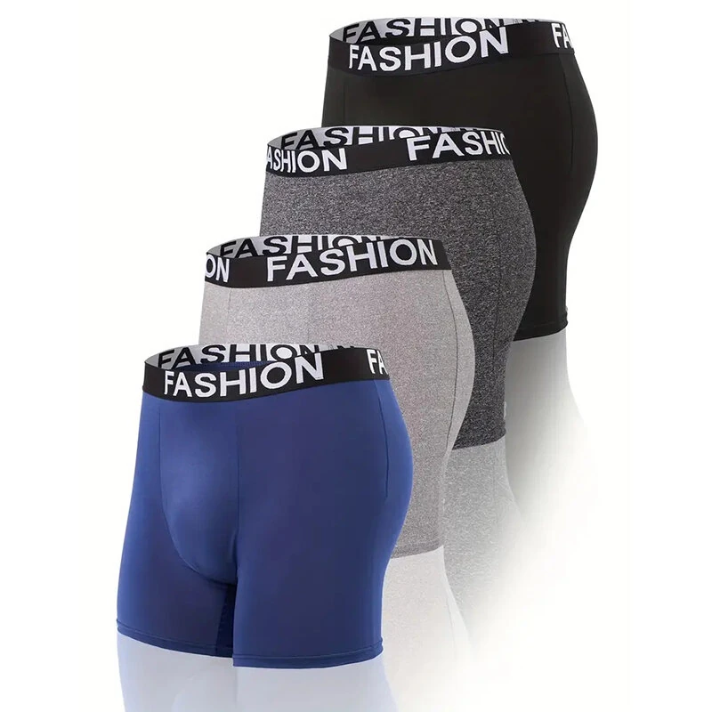 4pcs Men's Boxer Briefs Comfortable Elastic Waistband Skin-friendly Underwear Set For Daily Wear — image 1