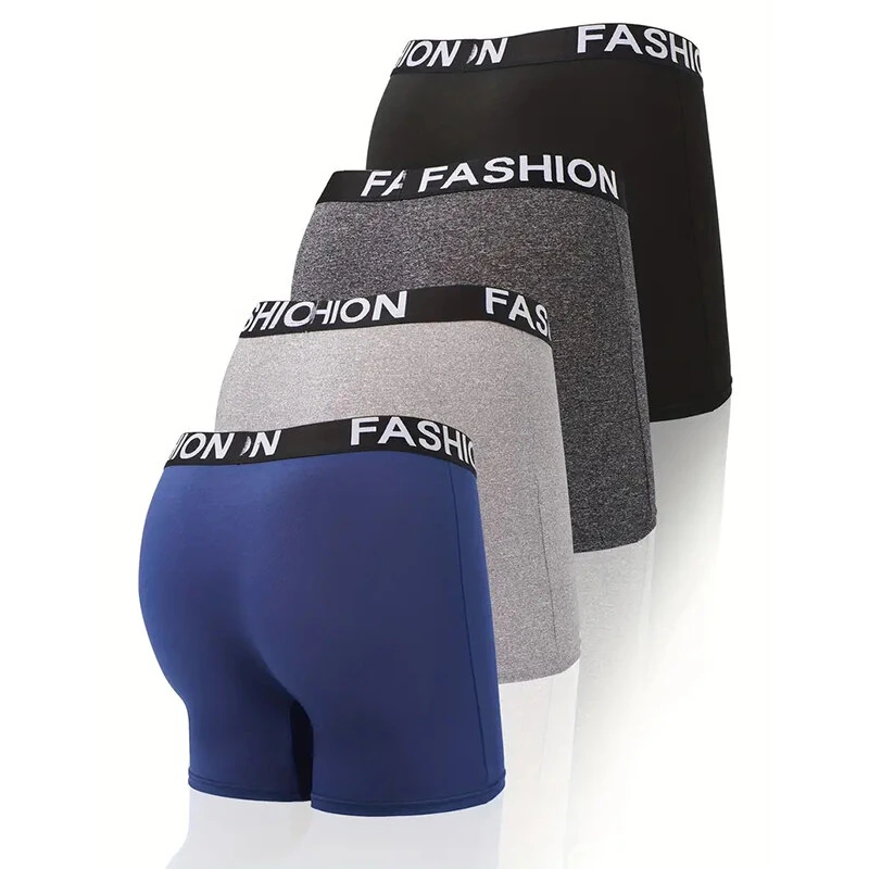 4pcs Men's Boxer Briefs Comfortable Elastic Waistband Skin-friendly Underwear Set For Daily Wear — view 2