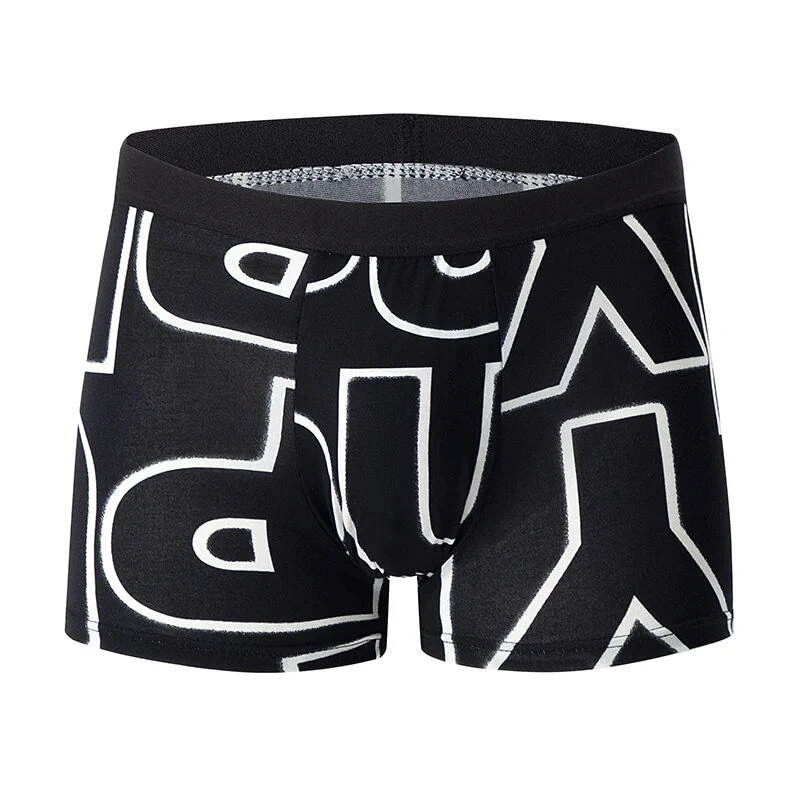 4pcs Men's Boxer Briefs Fashion Printed Underwear Comfortable Breathable Casual Shortie Panties — view 2