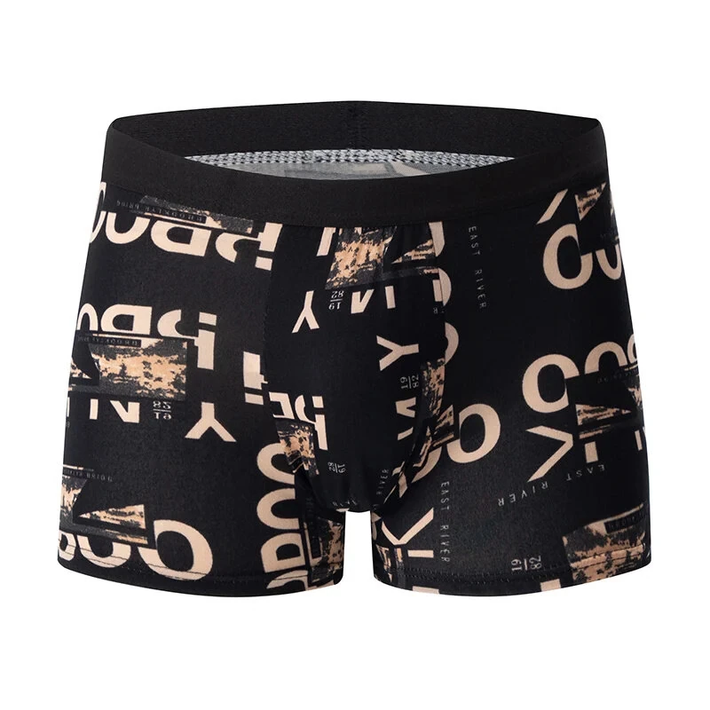 4pcs Men's Boxer Briefs Fashion Printed Underwear Comfortable Breathable Casual Shortie Panties — view 3
