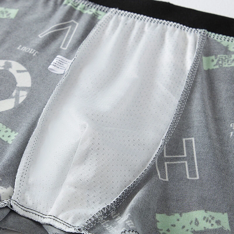 4pcs Men's Boxer Briefs Fashion Printed Underwear Comfortable Breathable Casual Shortie Panties — view 8